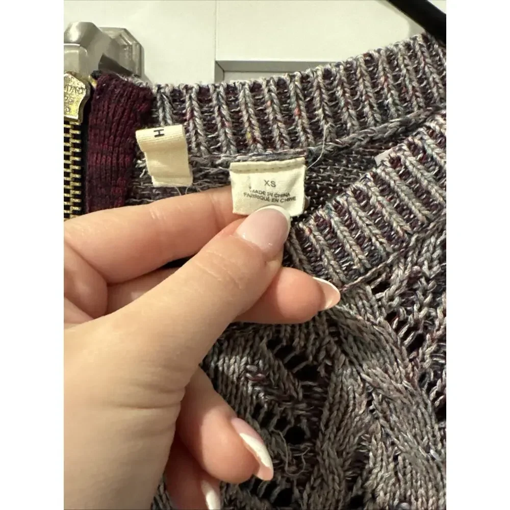 ANTHROPOLOGIE MOTH Anita Mixed Cable Knit Swing Sweater Purple, Size XS - Picture 4 of 8